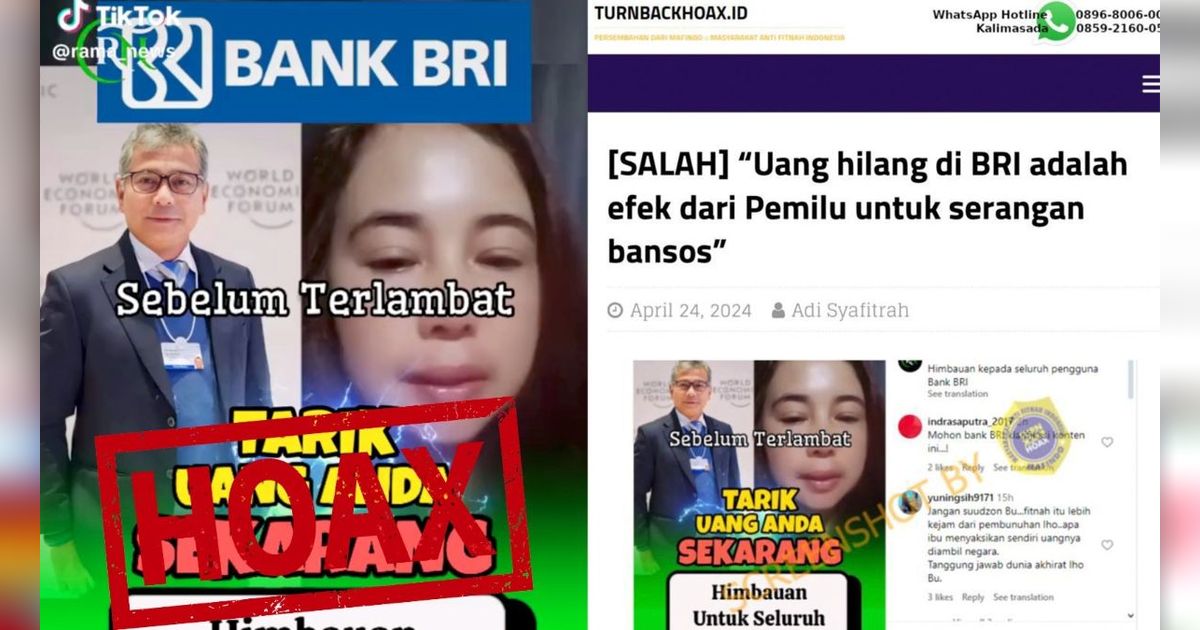 Viral Video Uang Hilang Untuk Serangan Bansos, BRI Pastikan Hoax dan Laporkan Kepolisian