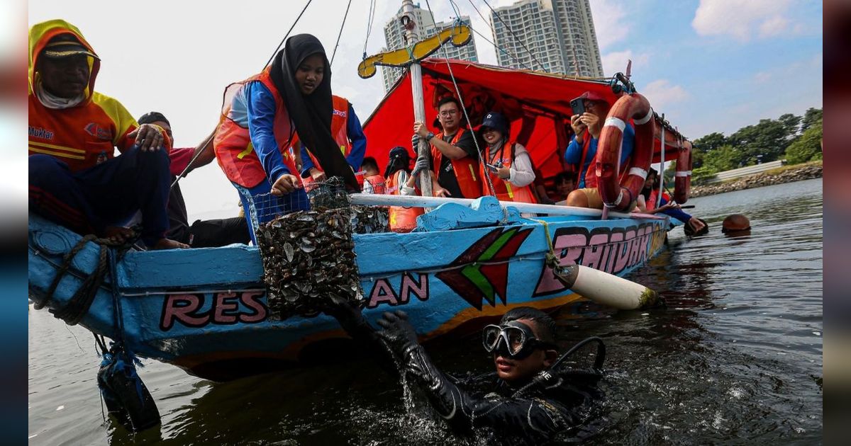 FOTO: Melihat Upaya Restorasi Perairan Teluk Jakarta dengan Filter Kerang Hijau untuk Perbaiki Lingkungan