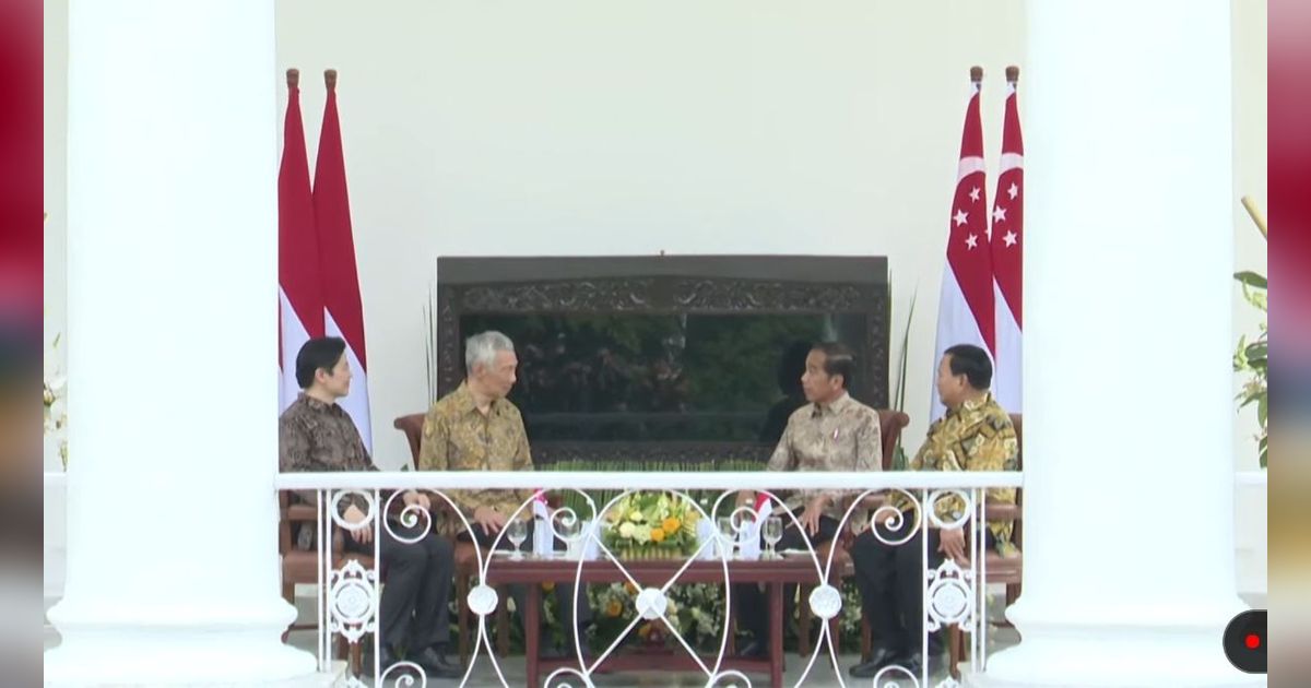 Momen Jokowi Ajak Menhan Prabowo Bincang Akrab dengan PM Singapura Lee Hsien Loong di Istana Bogor