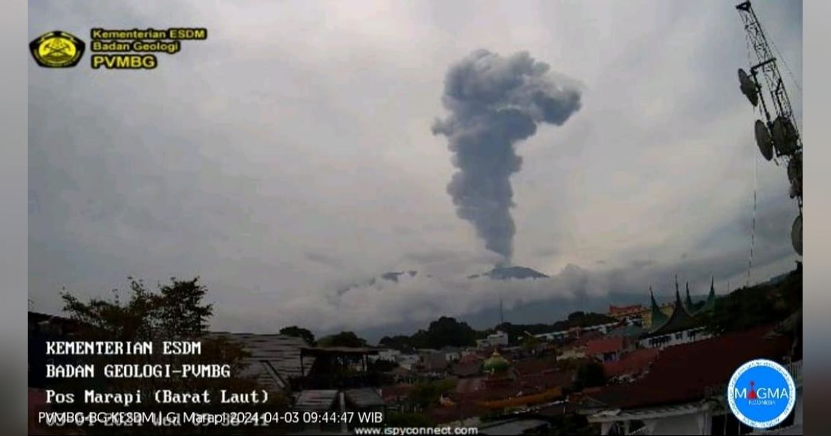 Gunung Marapi Erupsi, Muntahkan Abu Vulkanik Setinggi 1.500 Meter di Atas Puncak