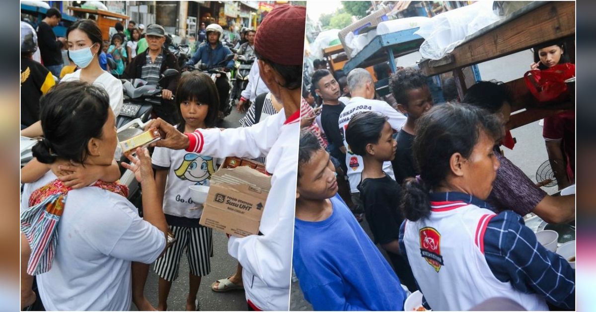 FOTO: Tasyakuran Kemenangan Prabowo-Gibran, Relawan Jokowi Bagikan Susu dan Mie Ayam Gratis di Menteng