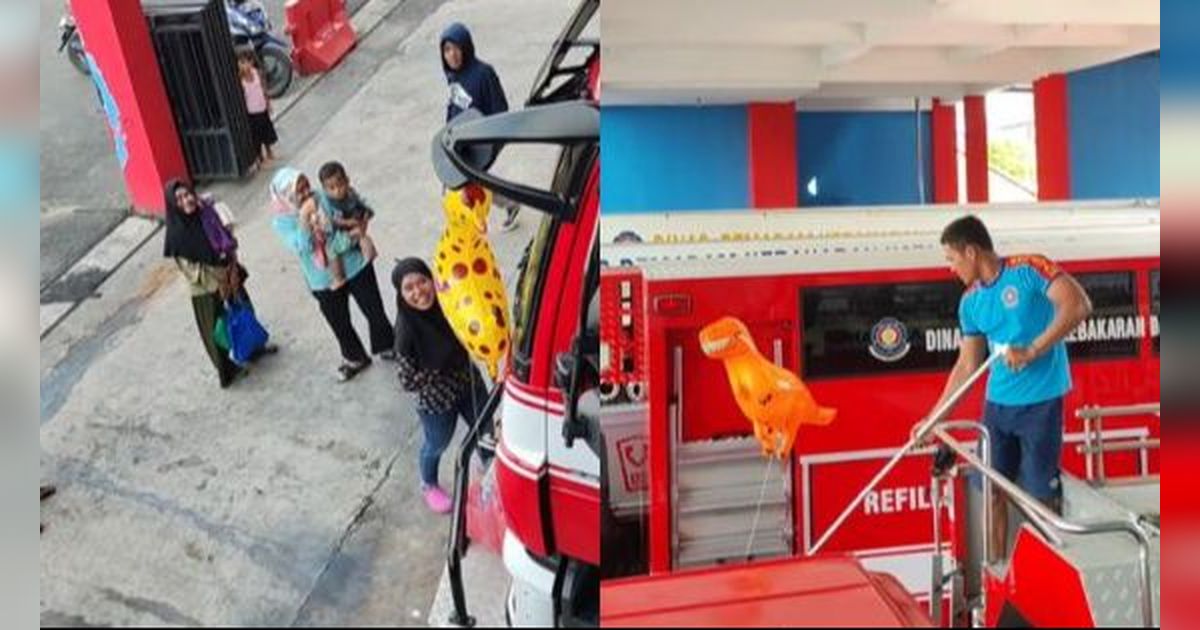 Momen Kocak Emak-Emak ke Kantor Damkar, Ternyata Minta Evakuasi Si Gemas Ini