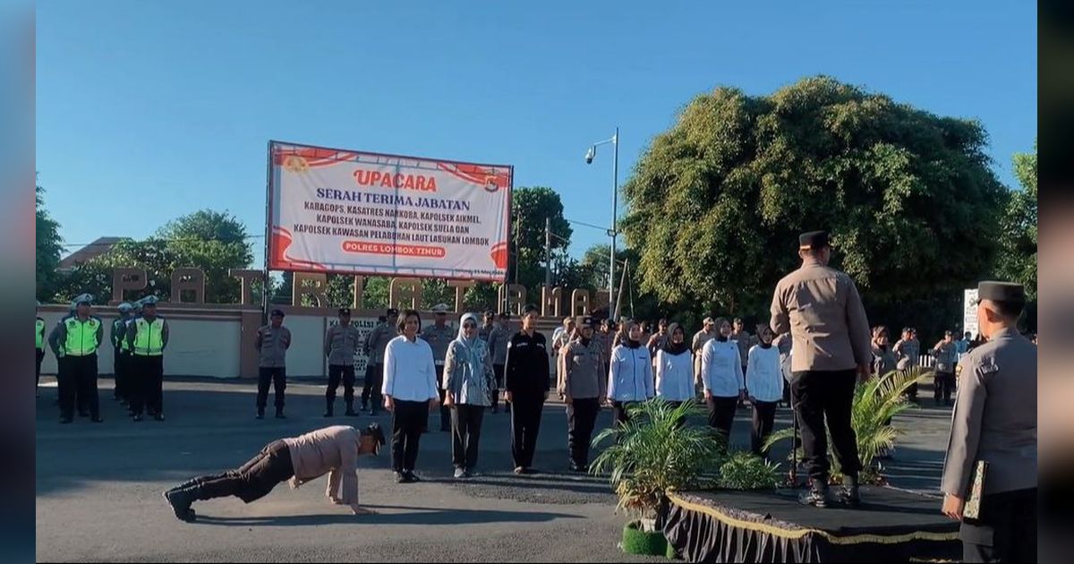 Di Hari Ulang Tahun, Wakapolres Lombok Timur Kena Prank di Suruh Push Up Saat Apel Pagi