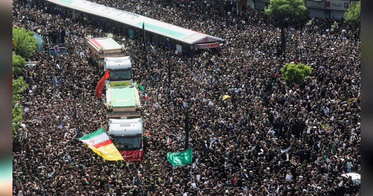 FOTO: Penampakan Jutaan Warga Sambut Jenazah Presiden Iran Ebrahim Raisi di Teheran