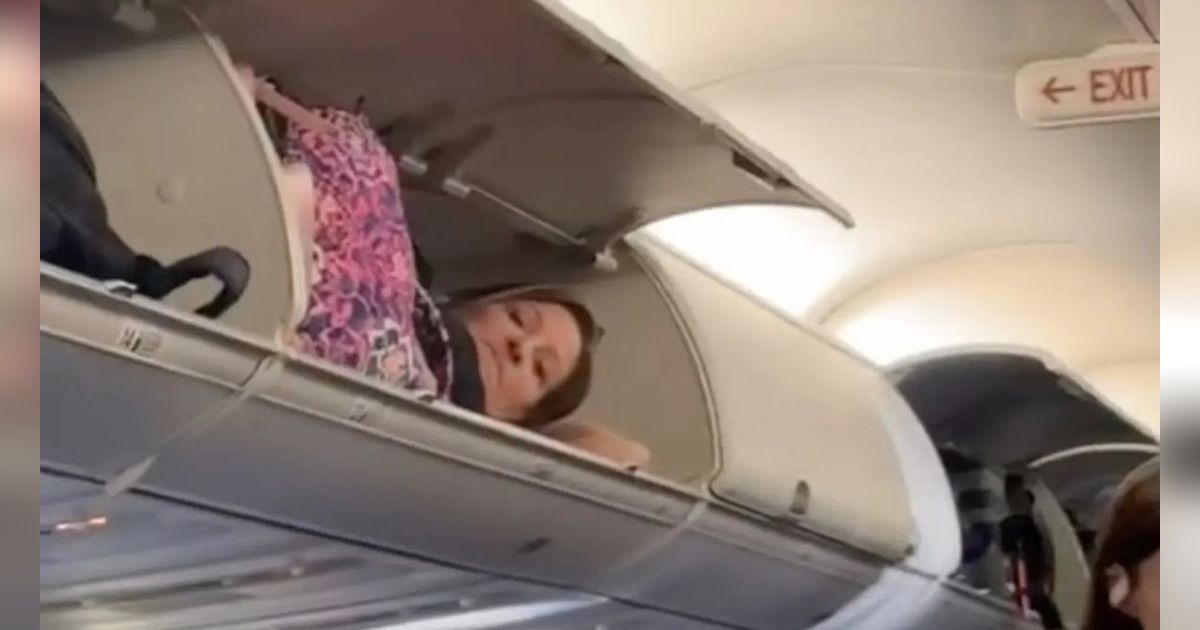Viral Penumpang Ketahuan Tidur Siang di Kabin Tas Pesawat, Warganet Bingung Cara Naiknya