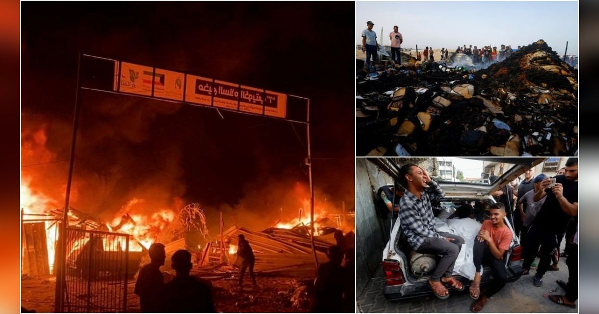 FOTO: Biadab! Israel Bom Tenda-Tenda Warga Sipil di 'Zona Aman' Rafah, Pengungsi Palestina Dibakar Hidup-Hidup Oleh Pasukan Zionis