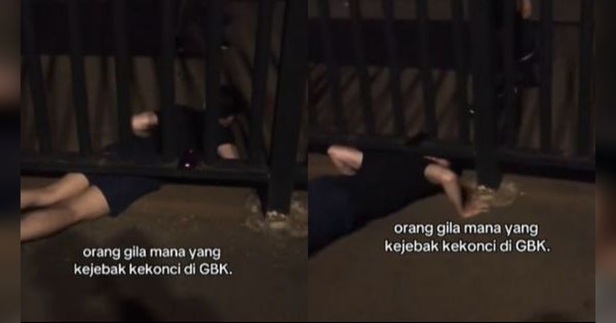 Terkunci di GBK, Aksi Pria Merayap di Kolong Pagar Ini Bikin Ngakak
