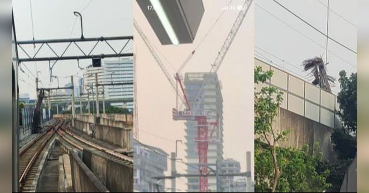 Besi Crane Jatuh Lalu Dihantam MRT, Muncul Percikan Api