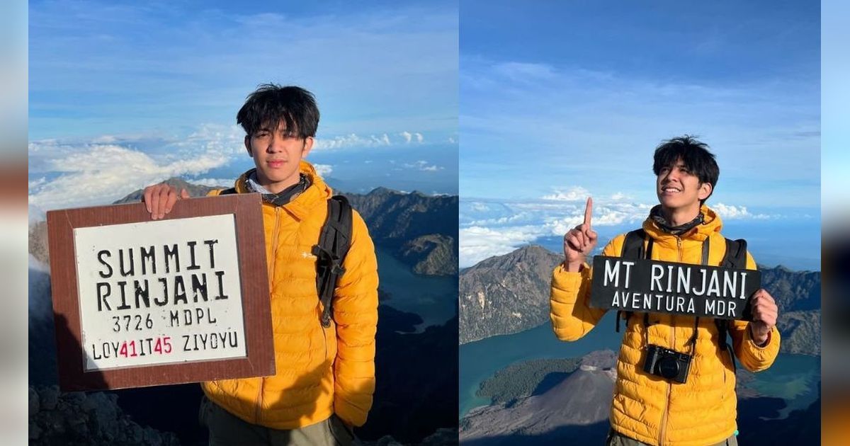 Berhasil Taklukan Rinjani Walau Sempat Kesulitan Capai Puncak, Berikut 8 Potret Abun Sungkar Naik Gunung Rinjani