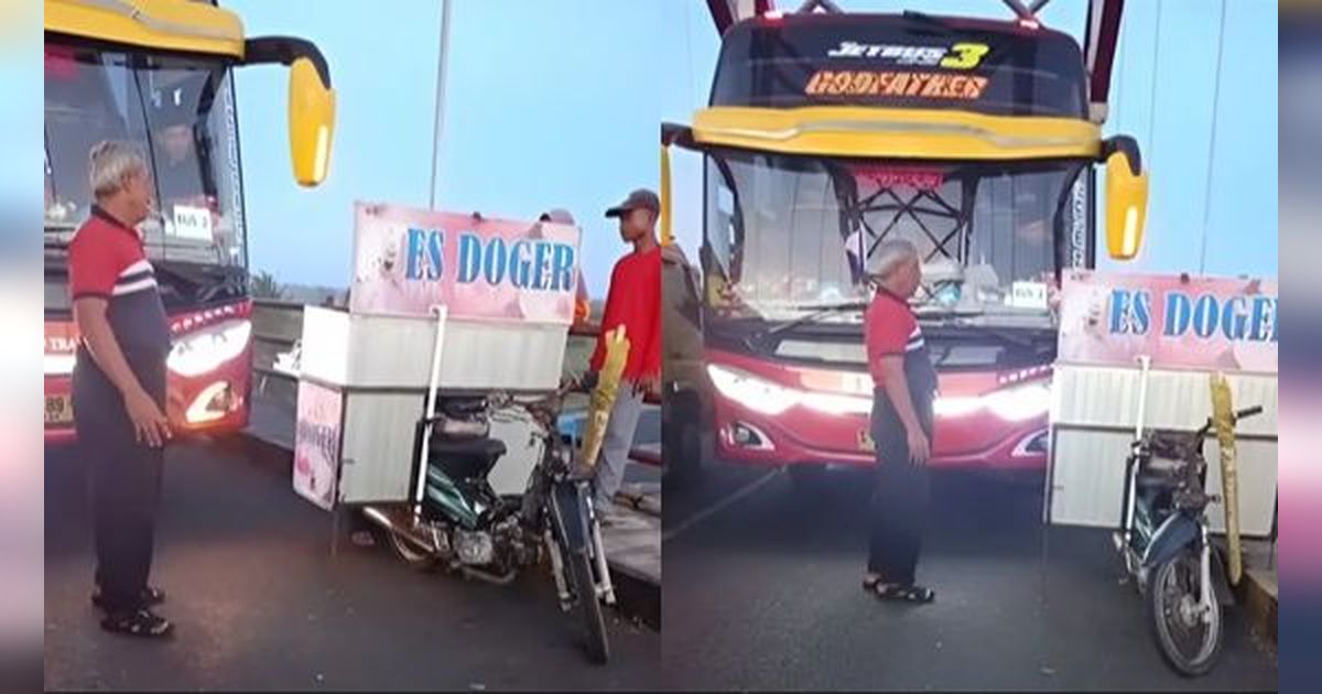 Meski terjadi kemacetan, para pedagang tetap asyik berjualan di jembatan dan enggan pergi.