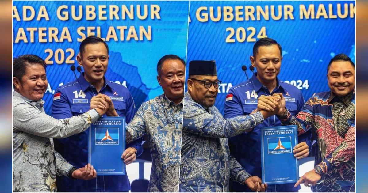 FOTO: Momen Ketum Demokrat AHY Berikan Surat Rekomendasi Pilkada Serentak 2024 untuk Gubernur Sulsel dan Maluku