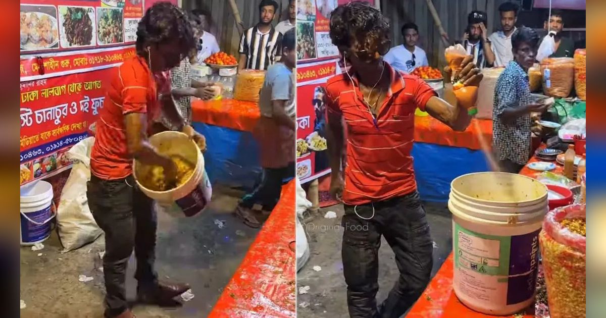Wisata Kuliner Berujung Trauma, Lihat Penjual Aduk Makanan di Ember Bekas Cat Selera Auto Buyar