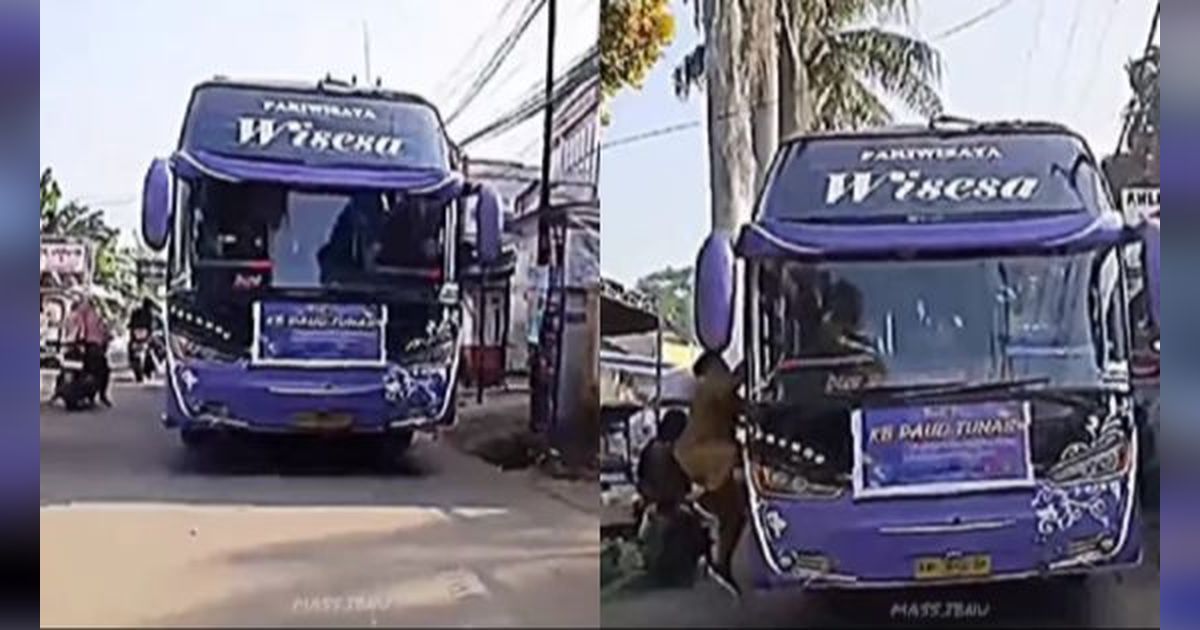 Viral Guru SD Stop Bus yang Main Klakson Basuri Telolet, Sampai Gebrak Pintu