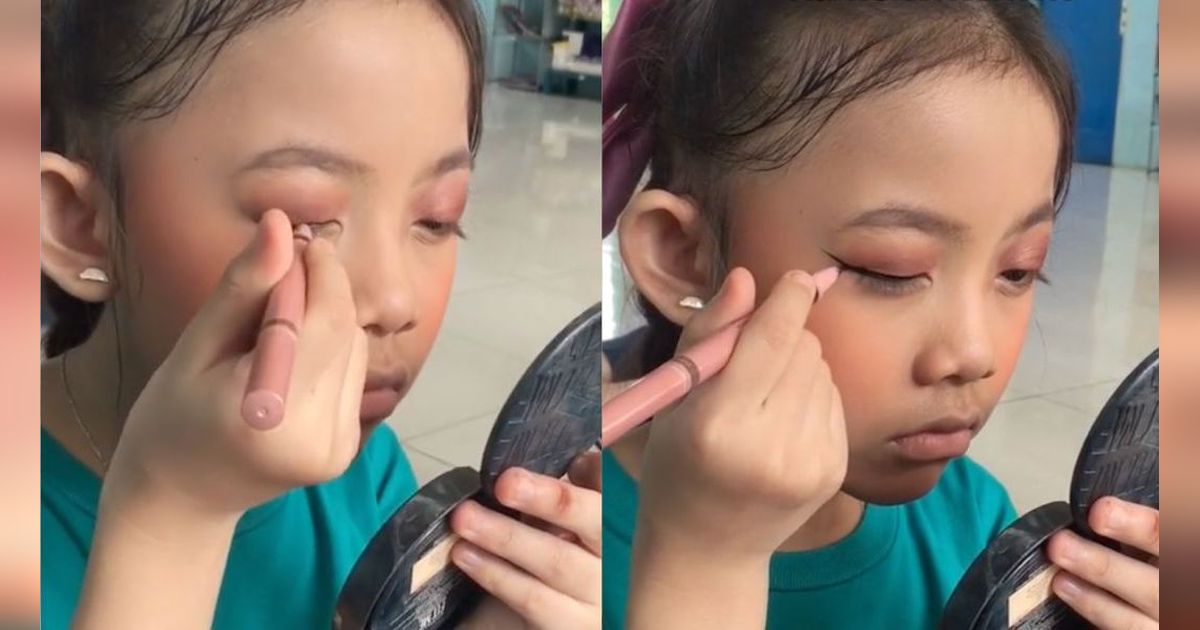 Warganet Shock Lihat Anak Kecil Bisa Pakai Eyeliner Tanpa Tremor: Masa Gue Kalah Sama Bocil?