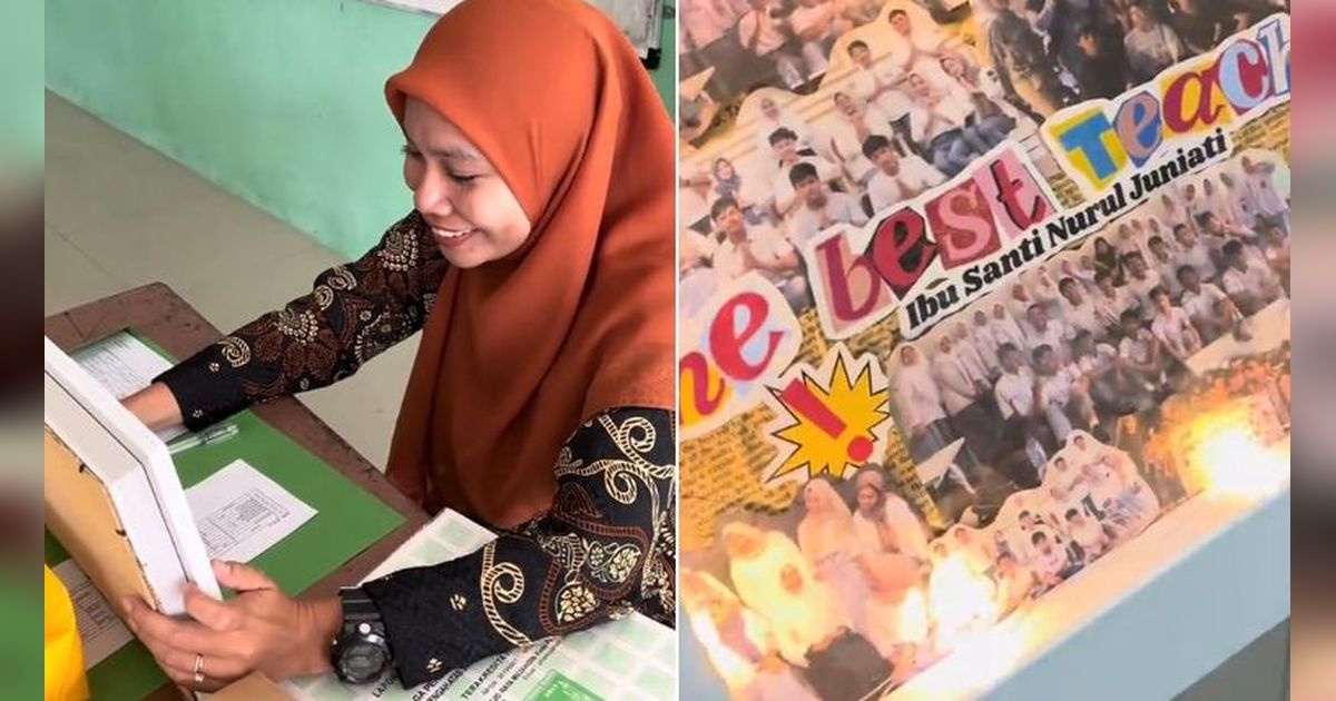 Viral Momen Haru Guru Wali Kelas Dapat Kado dari Para Siswanya, Sederhana tapi Bikin Haru