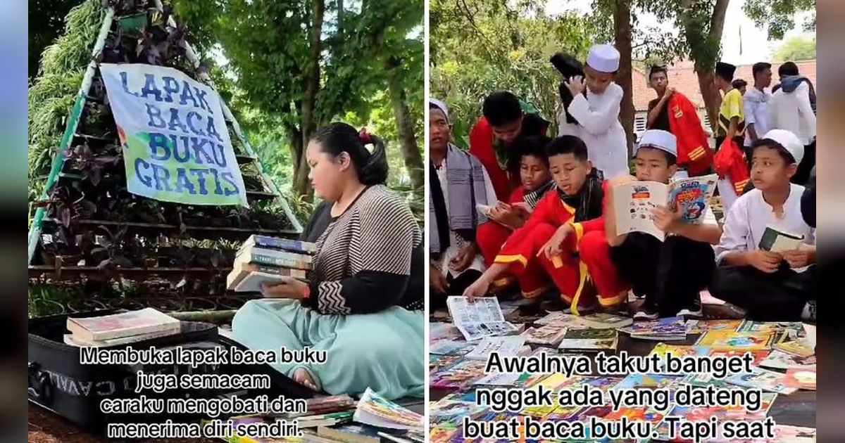 Wanita Ini Buka Lapak Baca Buku Gratis di Pinggir Jalan, Alasannya Bikin Haru