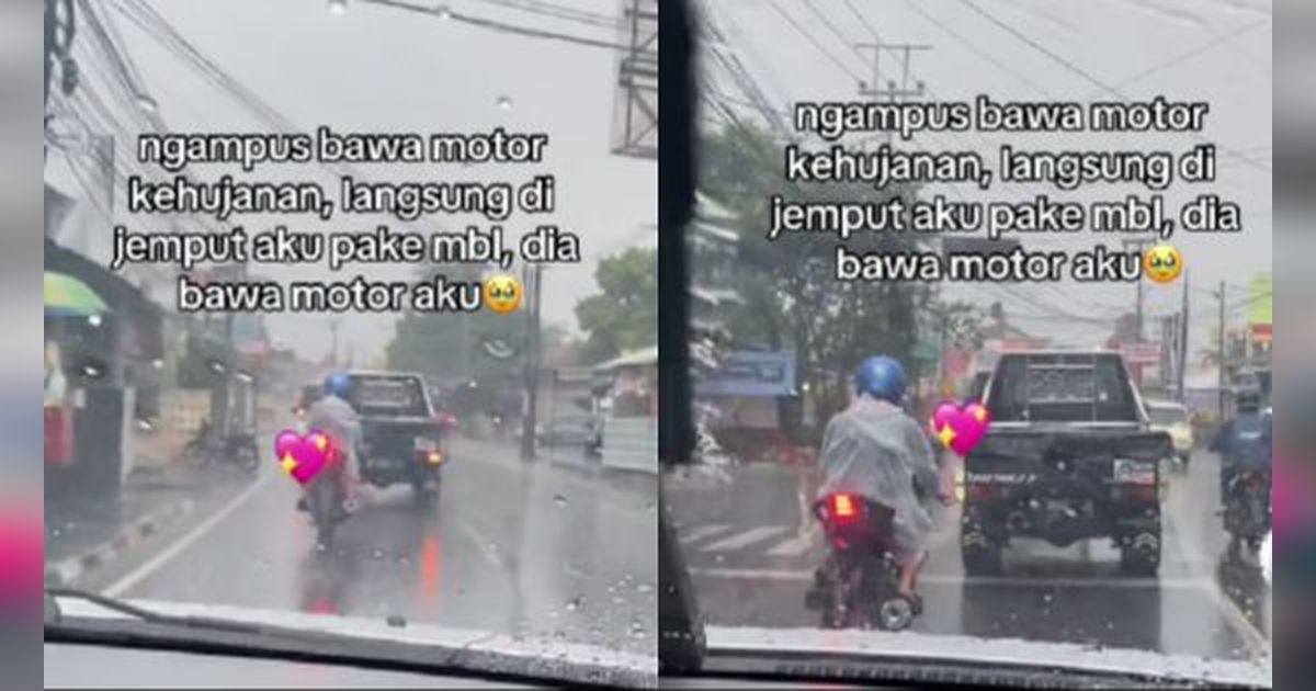 Lelaki Ini Rela Bertukar Kendaraan Biar Sang Kekasih Tidak Kehujanan!