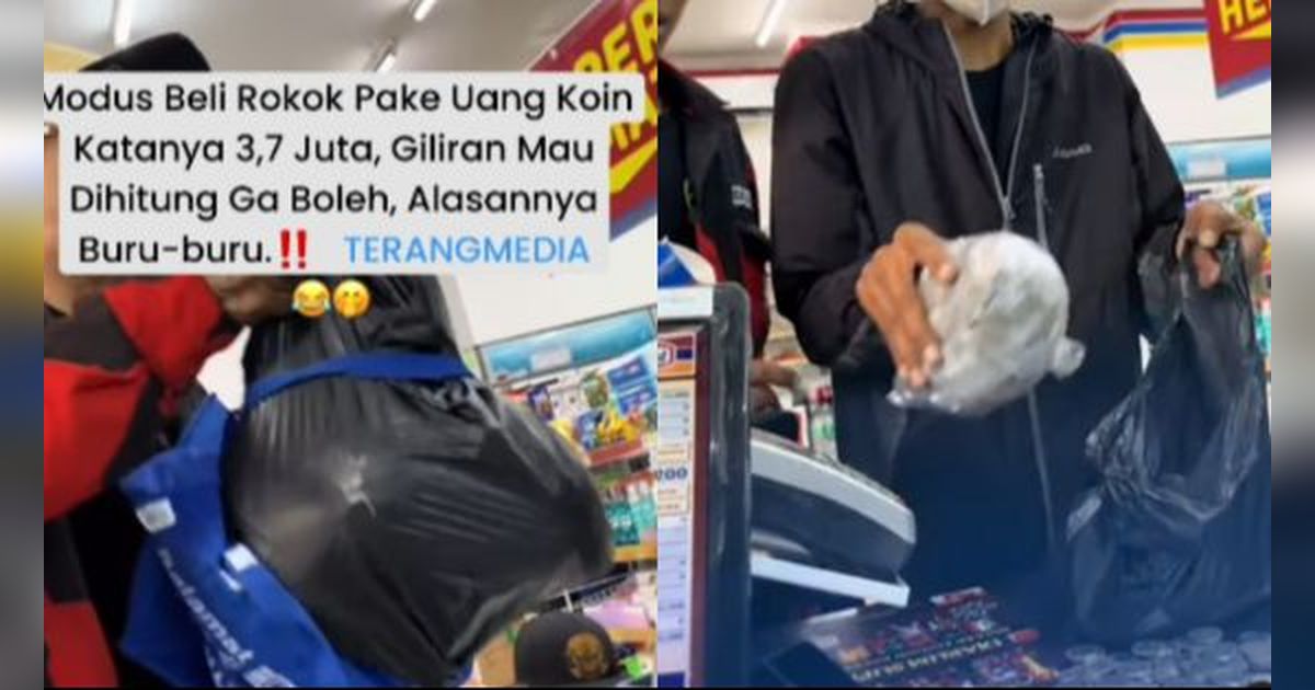 Pria Beli Rokok di Minimarket Pakai Uang Receh Seplastik, tapi Ogah Dihitung Alasannya Buru-Buru