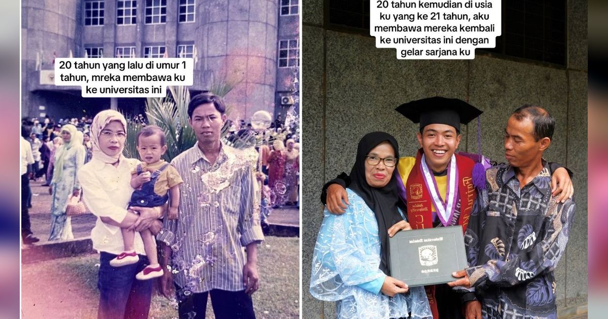 Kenang Foto Lawas 20 Tahun Silam, Dulu Diajak Orang Tua Kini Berhasil Jadi Wisudawan di Kampus Negeri dengan Predikat Cumlaude