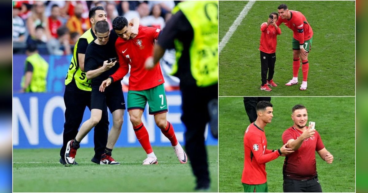 FOTO: Aksi Para Fans Fanatik Memburu Cristiano Ronaldo saat Laga Portugal Vs Turki