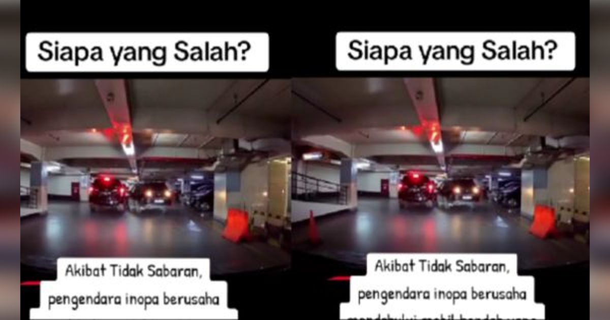 Begini Jadinya kalau Gak Sabaran, Cari Parkir di Basement Berujung Serempetan