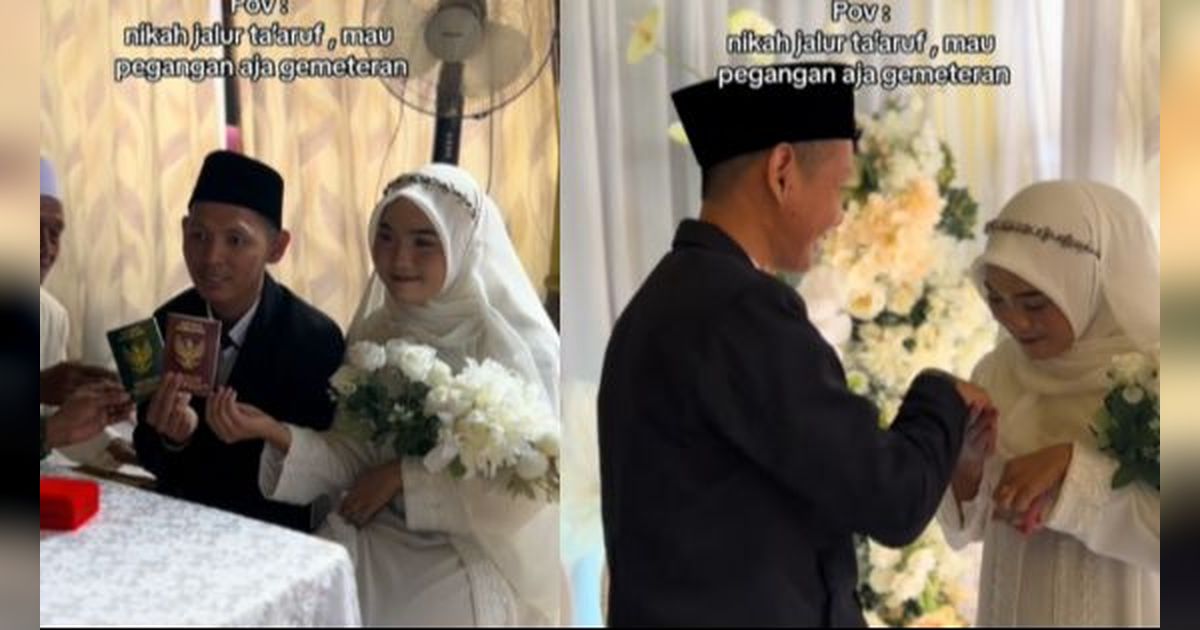 Nikah Jalur Taaruf, Wanita Gemetar saat Bersanding dengan Suaminya di Pelaminan