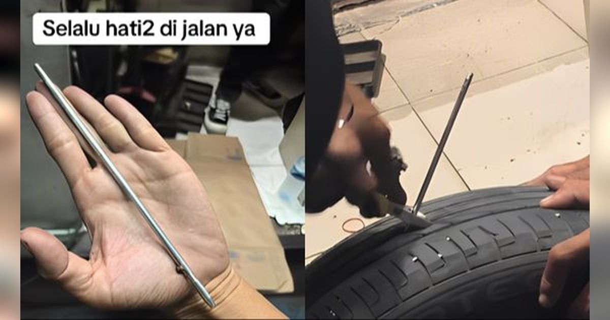 Sangat sial! Roda mobil menjadi kempis karena terkena besi panjang, terasa seperti tertusuk paku bumi.