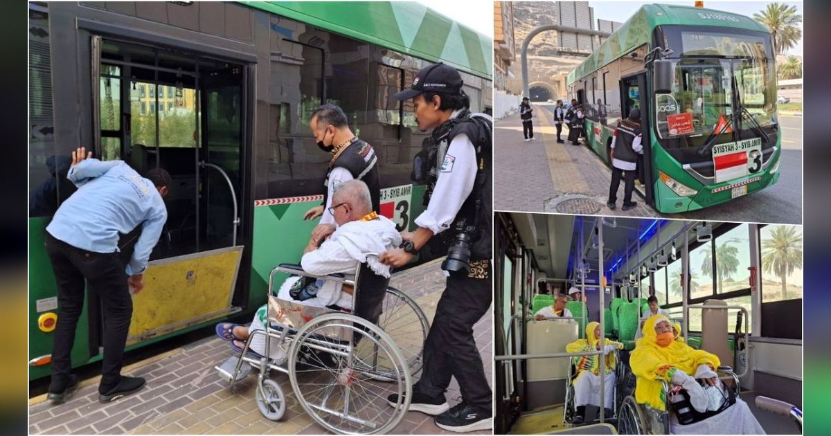 FOTO: Intip Kenyamanan Bus Shalawat Gratis Khusus Jemaah Haji Lansia dan Disabilitas Pengguna Kursi Roda di Makkah