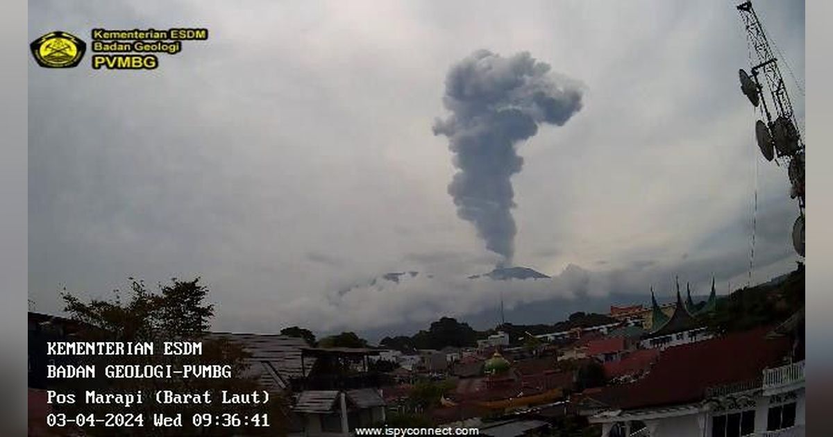 Gunung Marapi Erupsi 2 Kali Pagi Ini, Semburkan Abu Vulkanik Setinggi 400 Meter
