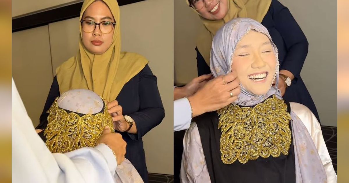 Perjuangan Banget, MUA Pakaikan Manset Pada Pengantin Biar Makeup Tak Rusak