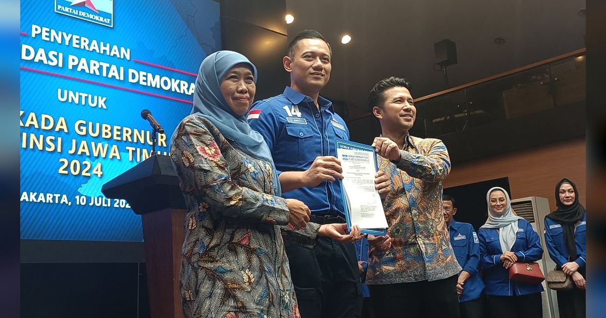 AHY Serahkan Surat Rekomendasi, Demokrat Resmi Usung Khofifah-Emil Dardak di Pilkada Jatim