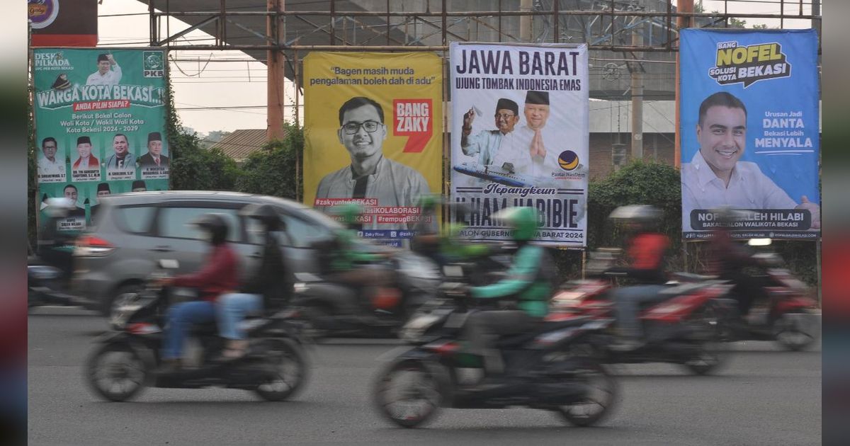 FOTO: Penampakan Alat Peraga Kampanye Pilkada Mulai Bertebaran di Bekasi