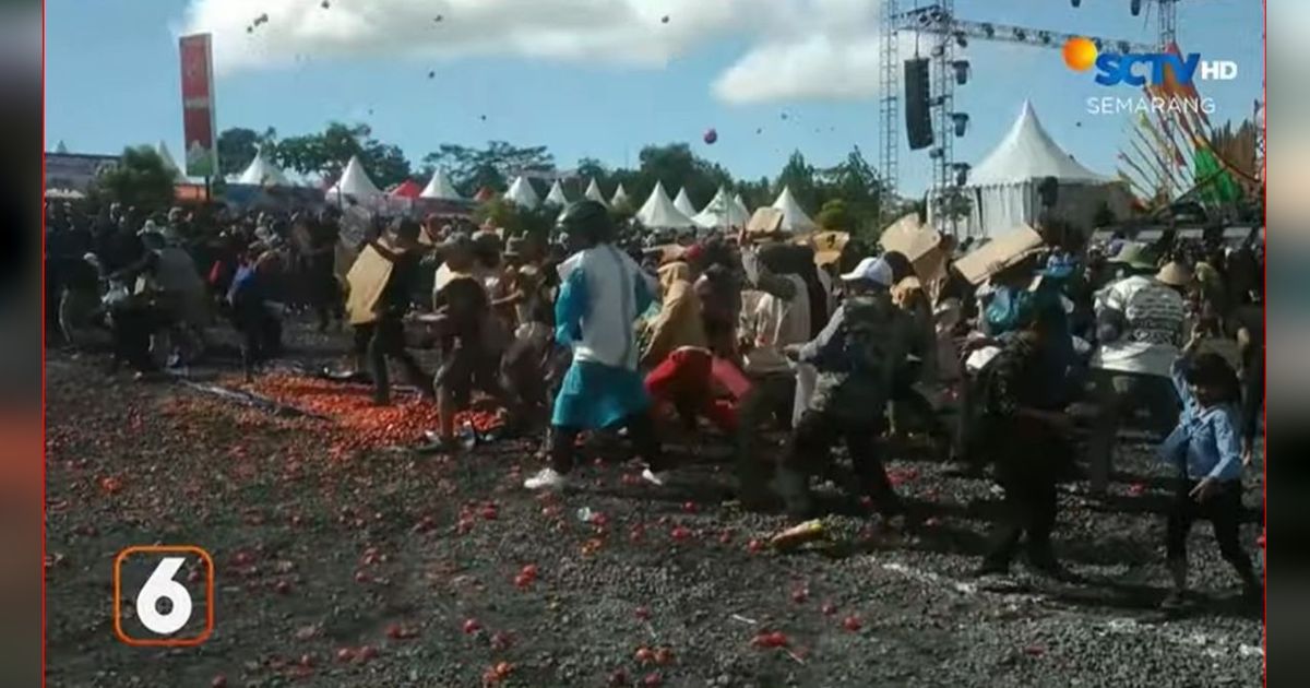 Mengenal Tradisi Perang Tomat di Lereng Gunung Slamet, Wujud Syukur dari Panen Buah Melimpah