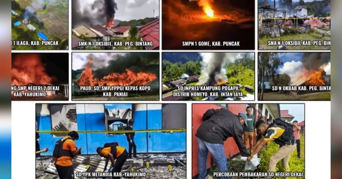 Potret Kebrutalan KKB, Ini Deretan Sekolah Dibakar Sepanjang 2023-2024