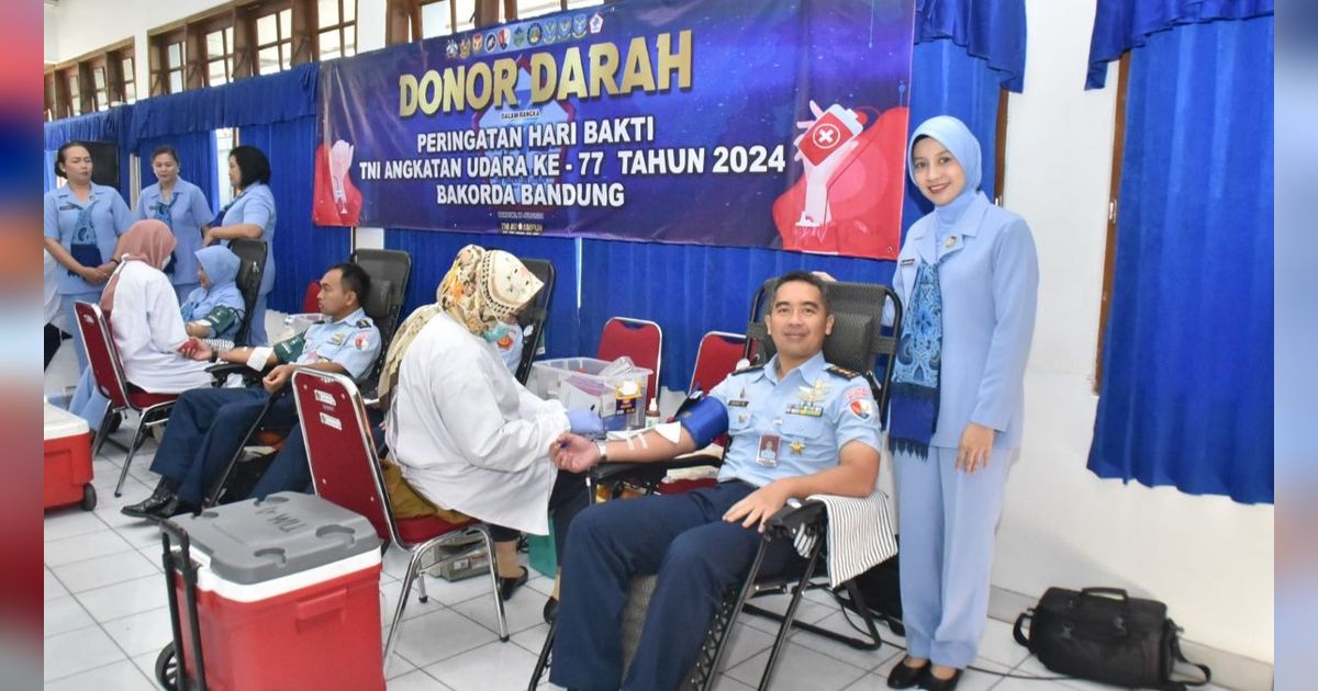 Jelang Peringatan Ke-77 Hari Bakti, TNI AU Wilayah Bandung Gelar Donor Darah