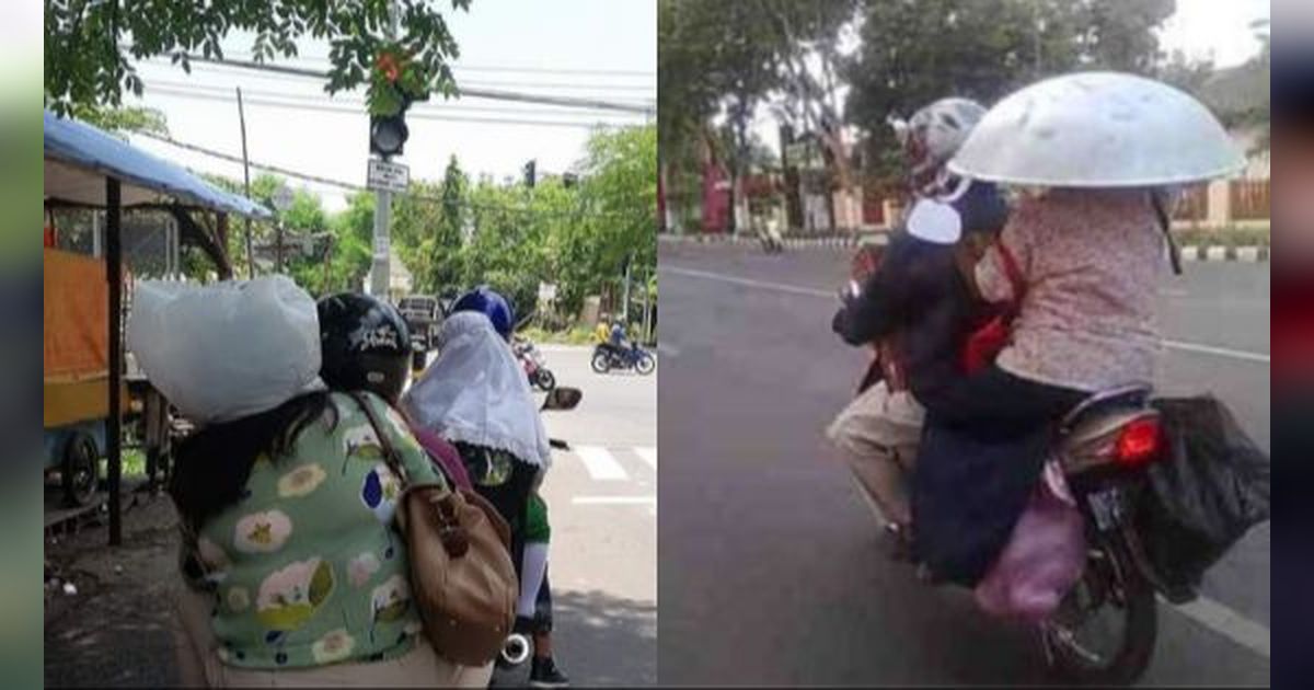 10 Potret Emak-Emak Dibonceng Motor, Tingkah Absurdnya Bikin Bingung!