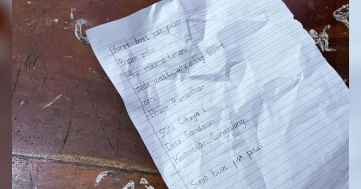 Bocah SD Ini Tulis Surat ke Polisi Minta Tolong Ambilkan Rapor, Alasannya Bikin Terenyuh