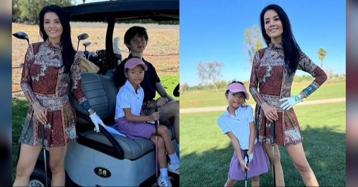 Potret Farah Quinn Tetap Main Golf Bareng Dua Buah Hatinya di Amerika Meski Suhu dengan Panas Mencapai 45 Derajat