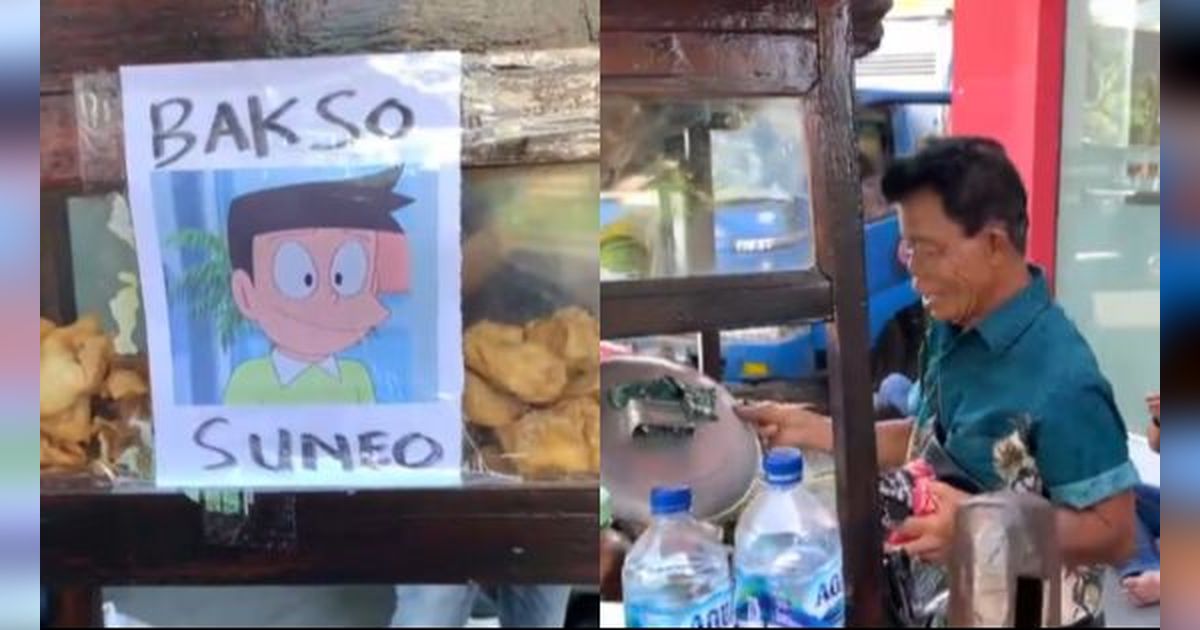 Viral Penjual Bakso di Surabaya Mirip Karakter Kartun Suneo, Bikin Netizen Ngakak