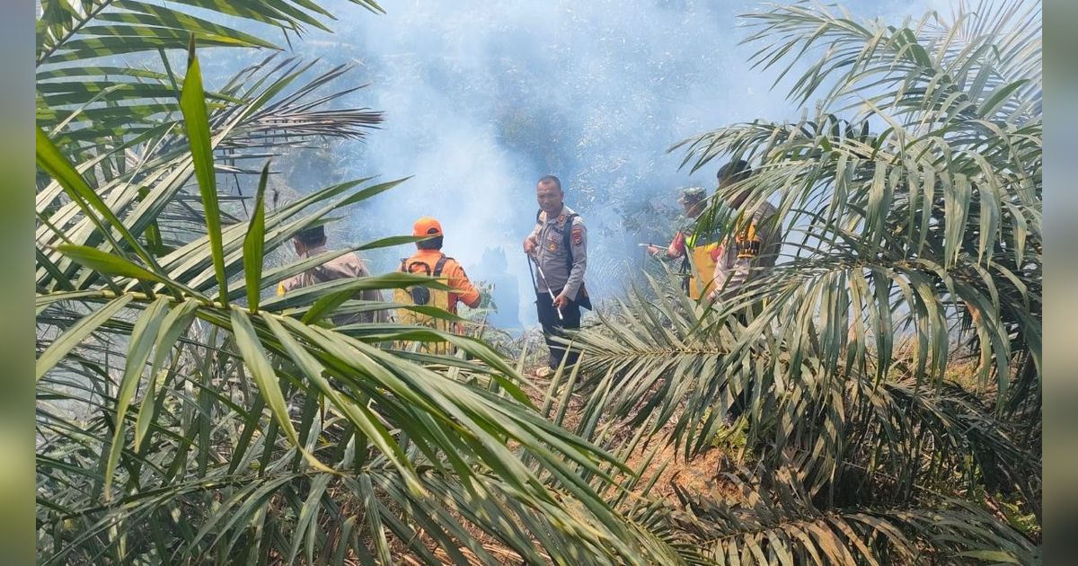 Gerak Cepat Polres Rohul Padamkan Kebakaran Lahan di Rokan IV Koto