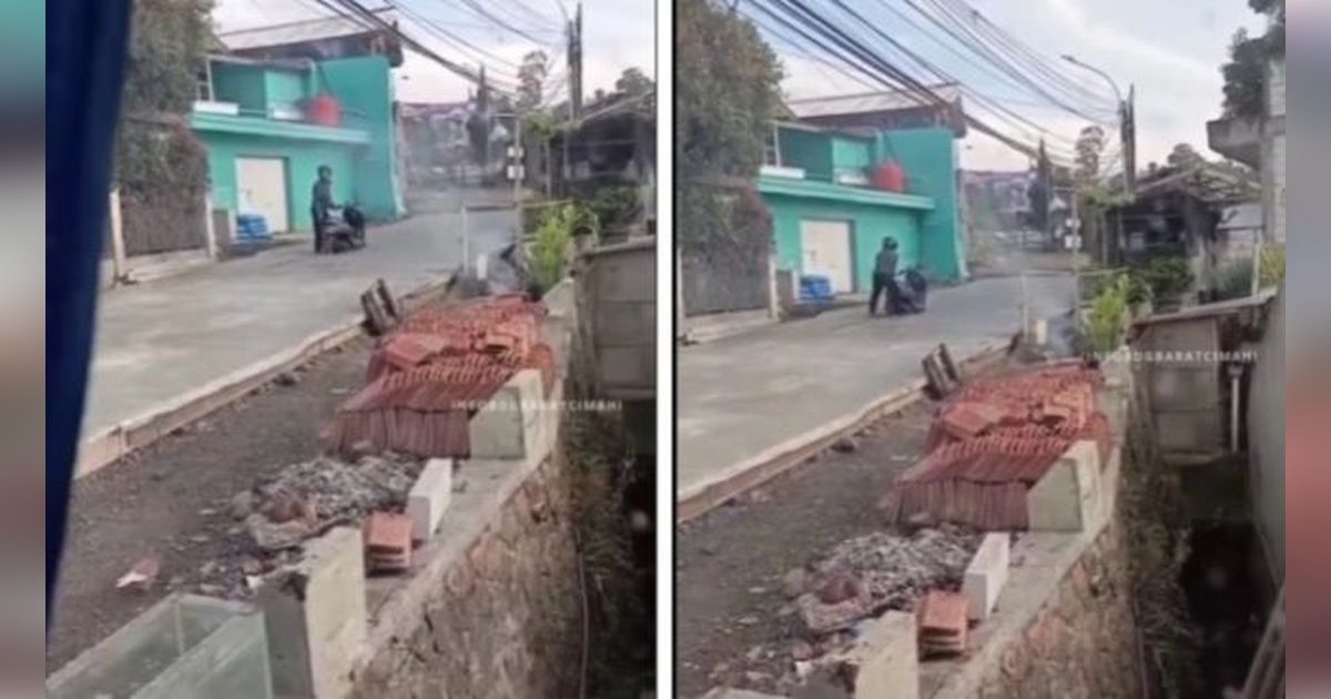 Viral Pemotor Nekat Terobos Jalan Baru Dicor di Bandung Barat, Endingnya Bingung Tak Dapat Bantuan