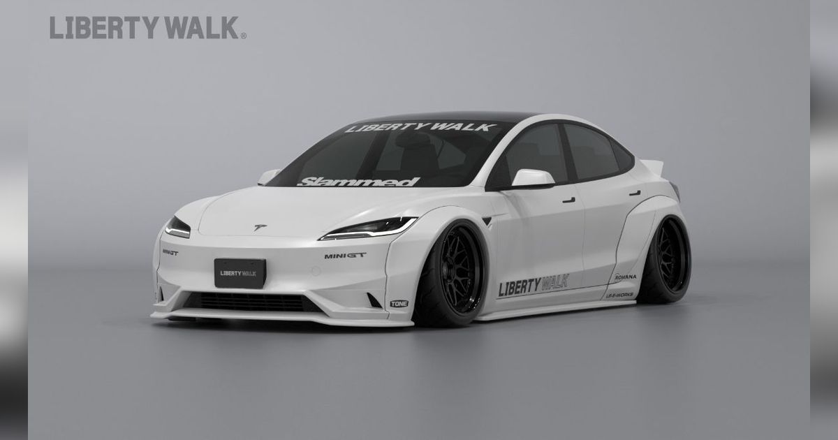 Liberty Walk Sentuh Tesla Model 3, Tampil Gahar dengan Wide Body