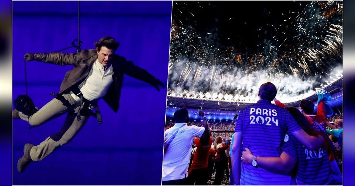 FOTO: Semarak Penutupan Olimpiade 2024 di Paris: Mulai Pesta Kembang Api hingga Atraksi Mendebarkan Tom Cruise Lompat dari Atap Stadion