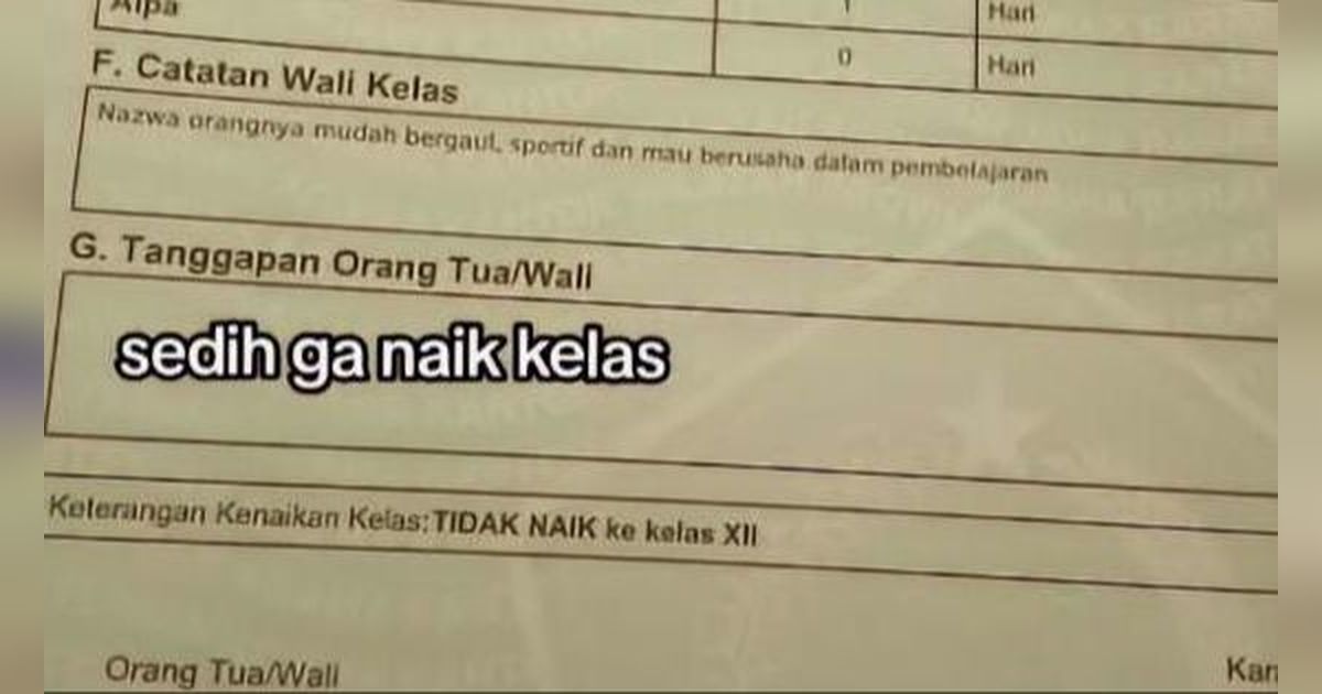 Siswa Sekelas Ketar-ketir Tidak Naik Kelas Padahal Nilai Rapor Bagus Semua, Penyebabnya Bikin Tepuk Jidat