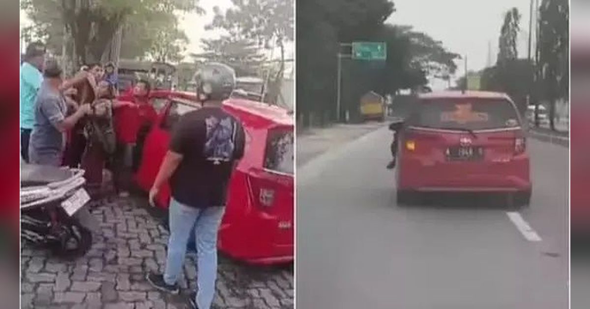 Viral Aksi Polisi Bergelantungan di Kap Mobil yang Ngebut di Jalanan Kudus Jateng.