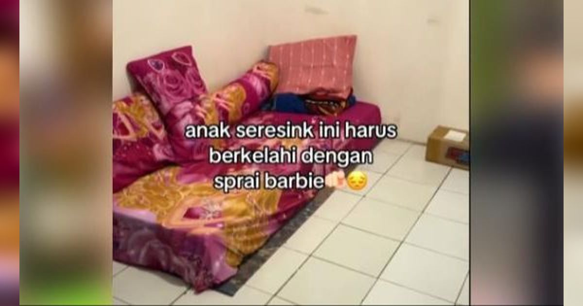 Ngakak! Kamarnya Cowok Hobi Racing tapi Kasurnya Dibungkus Sprei Barbie, Netizen: 'Dibeliin Emak Nggak Berani Nolak'