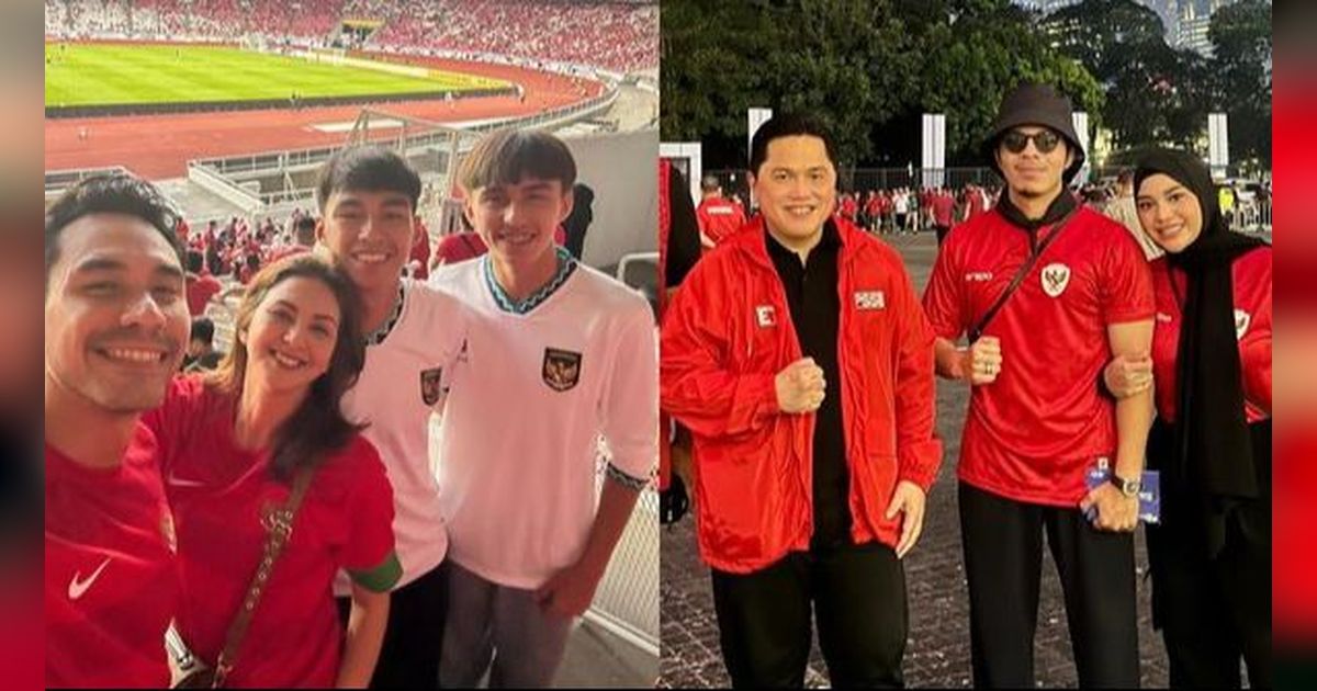 Kumpulan Potret Artis Nonton Timnas Indonesia vs Australia di GBK, Ada Keluarga Darius Sinathrya-Rafathar