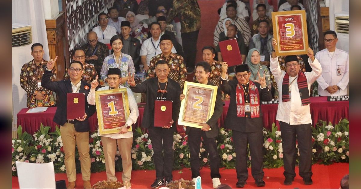 FOTO: Momen Tiga Pasangan Calon Gubernur Jakarta Pamer Nomor Urut untuk Bertarung di Pilkada DKI 2024