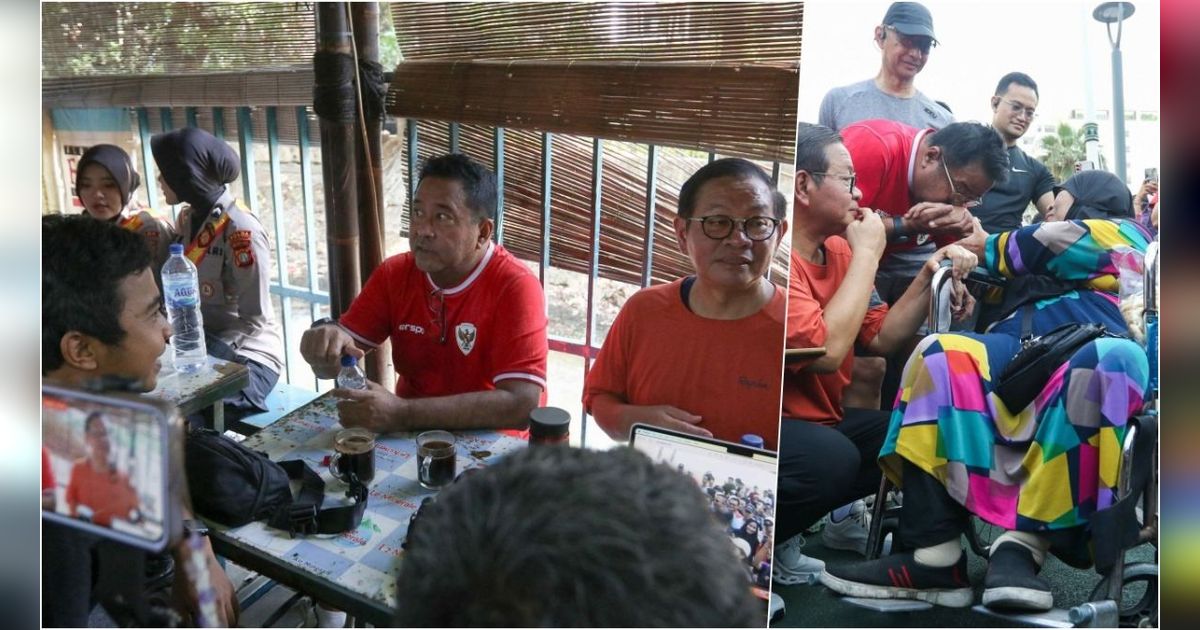 FOTO: Serap Aspirasi Warga Saat CFD, Pasangan Pramono-Rano Ngopi Bareng Wartawan hingga Cium Tangan Lansia di Bundaran HI