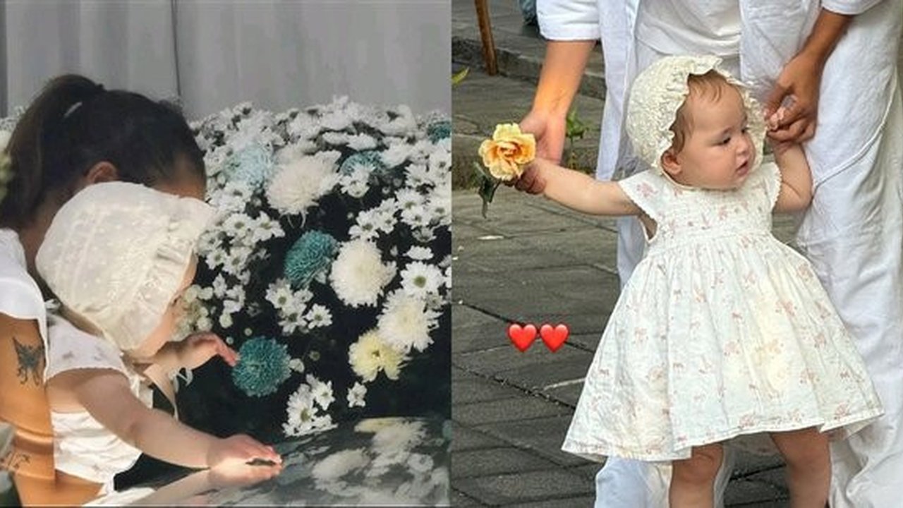 Momen Sedih Melihat Baby Kamari Menghampiri Peti Sang Ayah Saat Potretnya Ditempatkan Bersama Mendiang Dali Wassink
